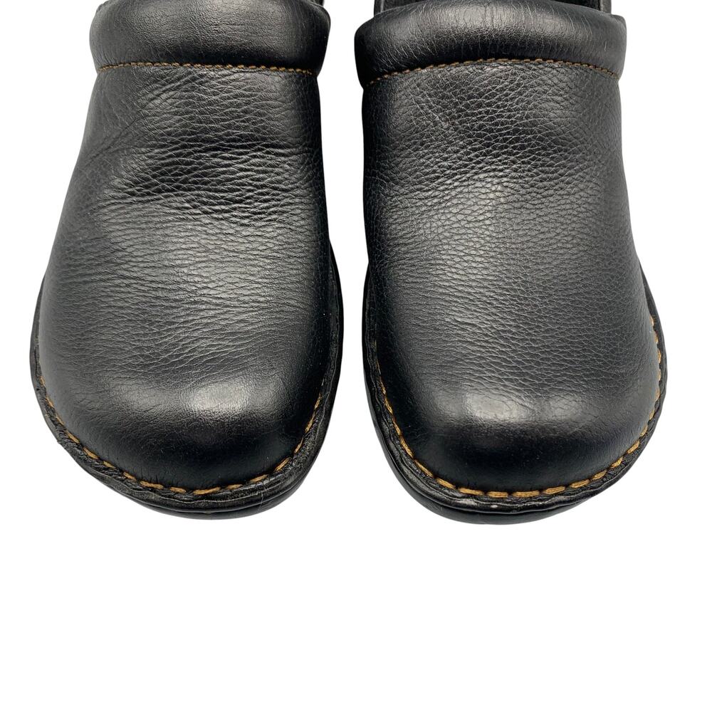 Born BOC Peggy Clogs Size 8 Pebbled Leather Slip On Casual Comfort Black Womens - Picture 7 of 11